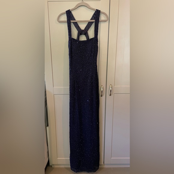 Scala navy blue beaded formal gown - Picture 2 of 16